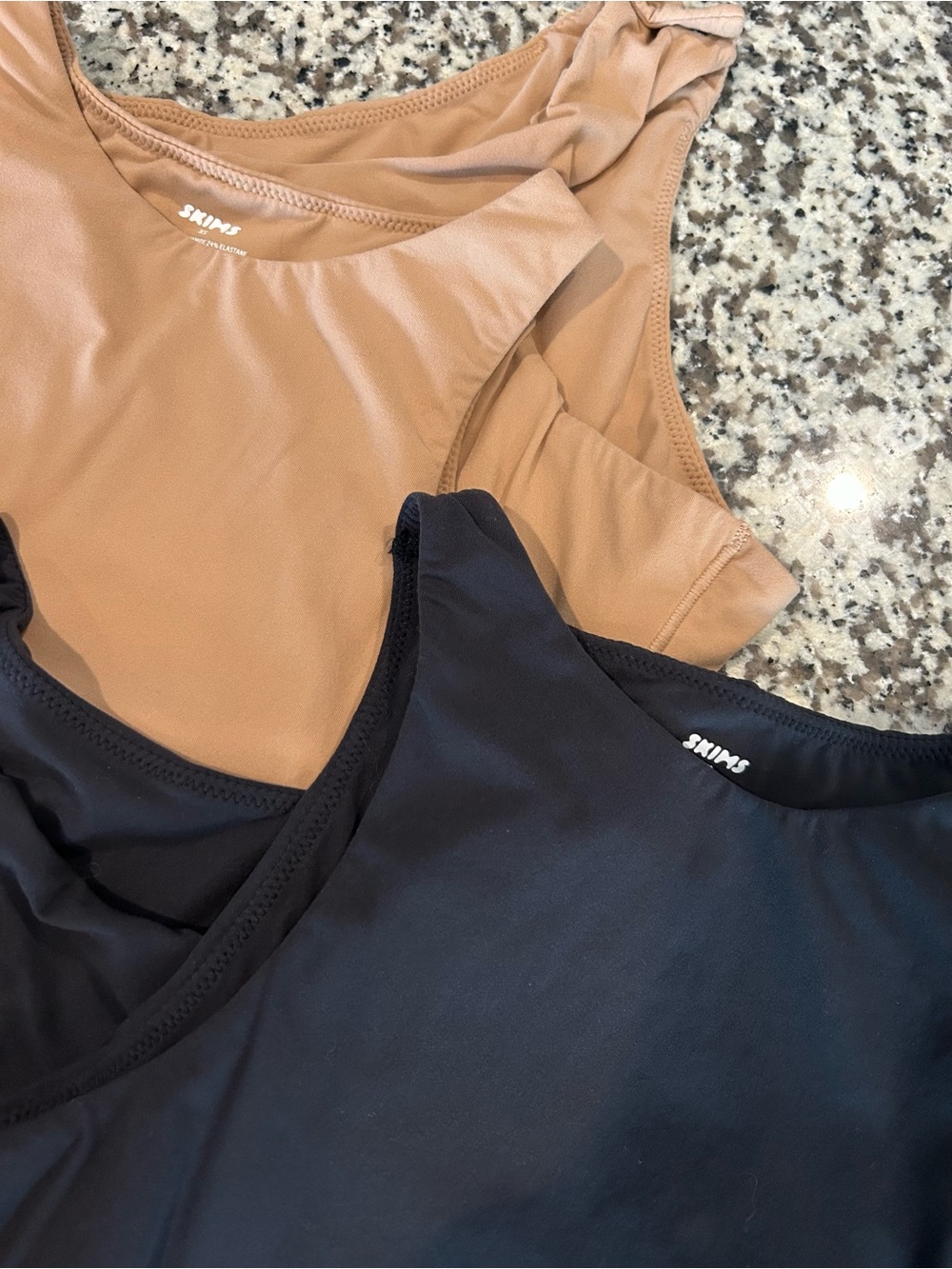SKIMS Scoop Neck Tank Tops in Black & Taupe